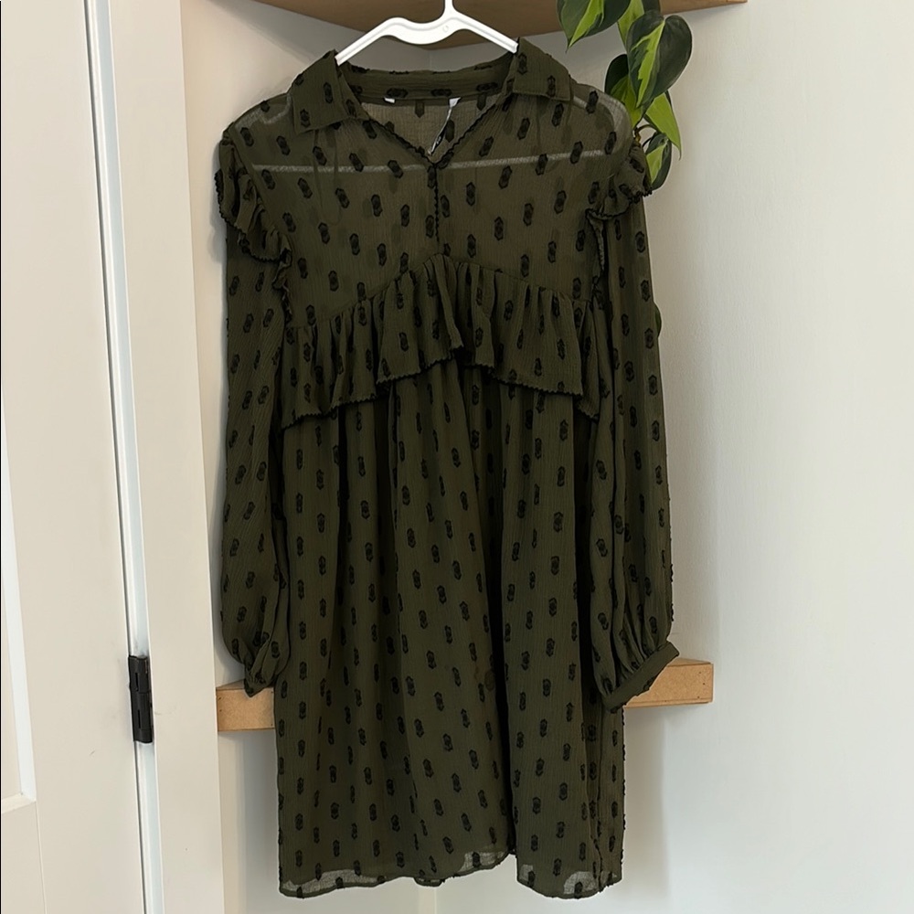 Olive Green Ruffle Dress